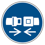 Gebotszeichen "Rückhaltesystem benutzen" ISO 7010, M020 Kunststoff Ø 200 mm