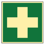Rettungszeichen Erste Hilfe DIN EN ISO 7010 E003 Kunststoff langnachleuchtend 200 x 200 mm Einzelschild
