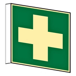 Rettungszeichen Fahnenschild Erste Hilfe DIN EN ISO 7010 E003 Kunststoff langnachleuchtend 200 x 200 mm Einzelschild