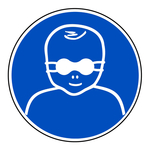 Gebotszeichen "Kleinkinder ... lichtundurchl. Augenabschirmung schützen" DIN EN ISO 7010, M025 und ASR A1.3 (2013)