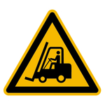 Warnzeichen Warnung vor Flurförderzeugen DIN EN ISO 7010 W014 Kunststoff gelocht SL 200 mm Einzelschild