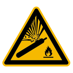 Warnzeichen Warnung vor Gasflaschen DIN EN ISO 7010 W029 Aluminium geprägt SL 200 mm Einzelschild