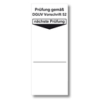 Grundplakette weiß 40 x 100 mm "Prüfung gemäß DGUV Vorschrift 52, nächste Prüfung" 100er Rolle