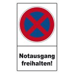 Halteverbotsschild "Notausgang freihalten!" Folie selbstklebend 300 x 500 mm