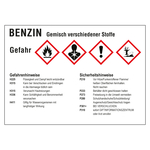 GHS-Kraftstoffetikett Benzin Gemisch für Zapfsäulen, Kanister und Fässer