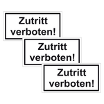 Türhinweisschild "Zutritt verboten!" 3er Pack Folie selbstklebend 200 x 100 mm