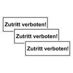 T&uuml;rhinweisschild "Zutritt verboten!" 3er Pack Folie selbstklebend 297 x 100 mm