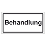Türhinweisschild "Behandlung", Folie selbstklebend,100 x 50 mm, 3 Stück/Bogen