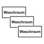 Türhinweisschild "Waschraum" 3er Pack Folie selbstklebend