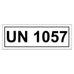Gefahrzettel mit UN 1057, in verschiedenen Größen