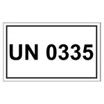 Gefahrzettel mit UN 0335, Folie, 100 x 60 mm, 500 Stück/Rolle