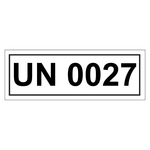 Gefahrzettel mit UN 0027, in verschiedenen Größen