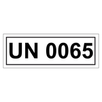 Gefahrzettel mit UN 0065, in verschiedenen Größen