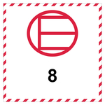Gefahrzettel, Kennzeichen für Freigestellte Mengen, Rot, Klasse 8, Folie, 100 x 100 mm, 500 Stück/Rolle