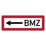 Feuerwehrzeichen BMZ linksweisend DIN 4066 Folie 297 x 105 mm Einzeletikett