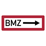 Feuerwehrzeichen BMZ rechtsweisend DIN 4066 Folie 297 x 105 mm Einzeletikett