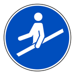 Gebotszeichen "Handlauf benutzen" ISO 7010, M012 Folie selbstklebend &Oslash; 50 mm 10 St&uuml;ck/Bogen