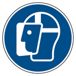 Gebotszeichen "Gesichtsschutz benutzen" ISO 7010, M013 Folie selbstklebend Ø 50 mm 10 Stück/Bogen