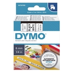 Dymo Schriftband D1, Kunststoff, laminiert, 7 m x 6 mm, Schwarz/Weiß