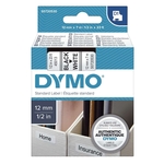 Dymo Schriftband D1, Kunststoff, laminiert, 7 m x 12 mm, Schwarz/Weiß
