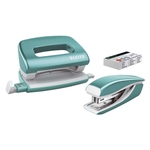 Leitz 5561 Set Mini Locher Heftgerät NeXXt WOW - eisblau metallic