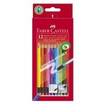 Faber-Castell Buntstift Radierbare - 12 Farben sortiert mit Radiergummi, Kartonetui