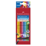 Faber-Castell Buntstift Colour GRIP Radierbare - 10 Farben sortiert mit Radiergummi, Kartonetui