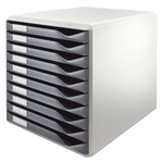 Leitz 5281 Schubladenset Formular-Set - A4/C4, 10 geschlossene Schubladen, lichtgrau/dunkelgrau