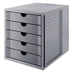 HAN Schubladenbox SYSTEMBOX KARMA - A4/C4, 5 geschlossene Schubladen, öko-grau