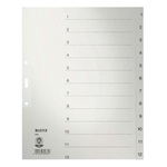 Leitz 1233 Zahlenregister - 1-12, Papier, A4 Überbreite, 12 Blatt, grau