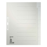 Leitz 1221 Register - Tauenpapier, blanko, A4 Überbreite, 10 Blatt, grau