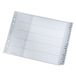 Leitz 1262 Register - A - Z, PP, A4 Überbreite, 18 cm hoch, 20 Blatt, grau