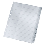 Leitz 1280 Zahlenregister - 1-10, PP, A4 Überbreite, 10 Blatt, grau