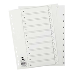 Q-Connect Zahlenregister - 1 - 10, PP, A4, 10 Blatt, weiß