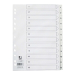 Q-Connect Zahlenregister - 1 - 12, PP, A4, 12 Blatt, weiß