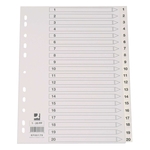 Q-Connect Zahlenregister - 1 - 20, PP, A4, 20 Blatt, weiß