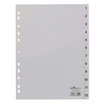 Durable Zahlenregister - PP, 1 - 12, grau, A4, 12 Blatt