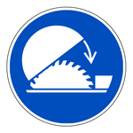 Gebotszeichen "Schutzhaube der Tischkreissäge benutzen" DIN EN ISO 7010, M031