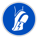 Gebotszeichen "Antistatisches Schuhwerk benutzen" ISO 7010, M032 Folie selbstklebend Ø 200 mm