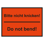 Paketaufkleber Bitte nicht knicken! - Do not bend!, Orange, Folie, 148 x 105 mm, Einzeletikett