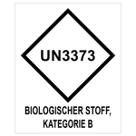 Gefahrzettel, Ansteckungsgefährliche Stoffe, mit UN3373, BIOLOGISCHER STOFF, KATEGORIE B (Deutsch), Folie, 150 x 180 mm, 100 Stück/Rolle
