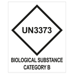 Gefahrzettel, Ansteckungsgefährliche Stoffe, mit UN3373, BIOLOGICAL SUBSTANCE CATEGORY B (Englisch), in verschiedenen Größen und Materialien