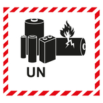 Aufkleber Lithium Batterie blanko mit UN zum Selbstbeschriften, in verschiedenen Größen und Materialien