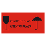 Paketaufkleber Vorsicht Glas Attention Glass, Rot, Folie, 136 x 63 mm, 500 Stück/Rolle