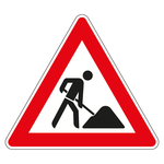Verkehrsschild "Baustelle" aus Aluminium reflektierend RA1 SL 630 mm