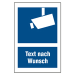 Hinweisschild / Kombischild Video&uuml;berwachung "mit Wunschtext" Folie 100 x 150 mm