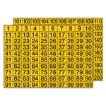 selbstklebende Ziffern fortlaufend 1 - 200 schwarz / gelb, 315 x 240 mm