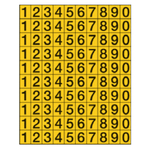 selbstklebende Ziffern 0 - 9 schwarz / gelb, 235 x 300 mm