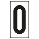 Selbstklebende Ziffer "0" weiß/schwarz, Folie 30 x 60 mm