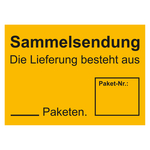 Paketaufkleber Sammelsendung Die Lieferung besteht aus ... Paketen, Haftpapier, 105 x 74 mm, 500 Stück/Rolle
